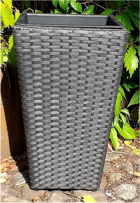 Wysoki wazon czarny technorattan