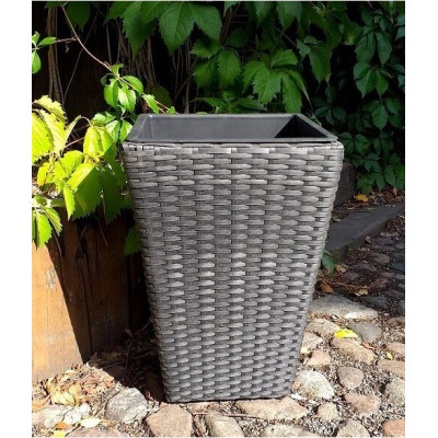 Wysoki wazon czarny technorattan