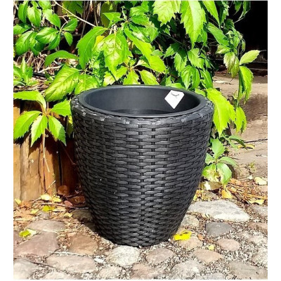 Donica okrągła czarna technorattan