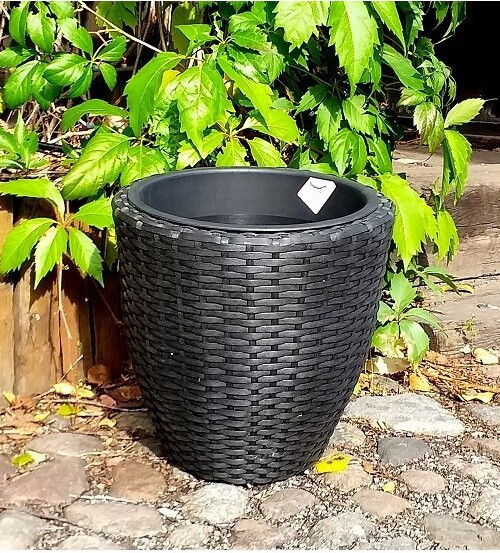 Donica okrągła czarna technorattan