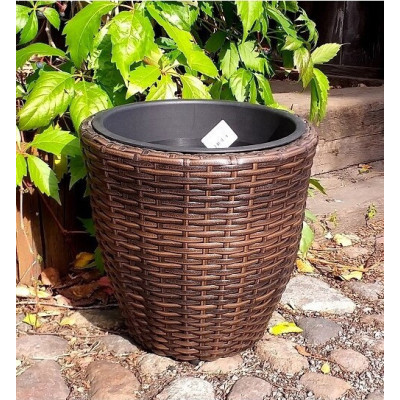 Donica okrągła brązowa technorattan