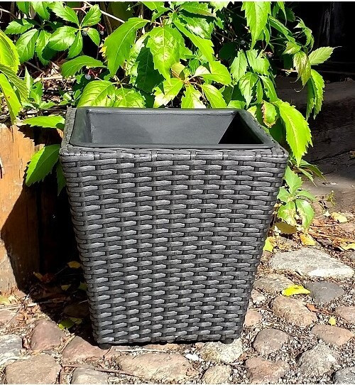 Donica trapez czarny technorattan