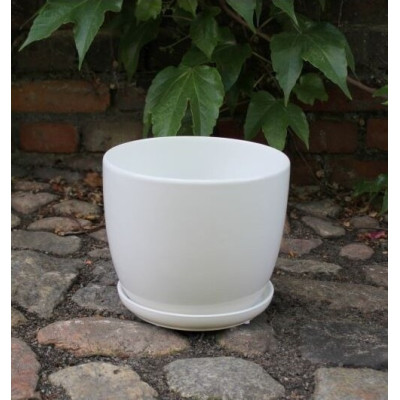 Doniczka klasyczna biała z podstawkiem