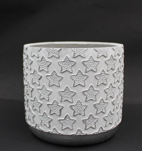 Doniczka walec Srebrne Gwiazdki