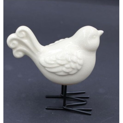 Ptaszek ceramiczny na nóżkach biały