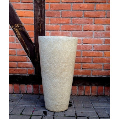 Donica wysoki wazon beżowy lakierowany imitacja kamienia