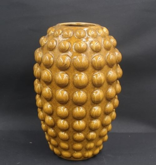 Wazon ceramiczny żółty w kropki