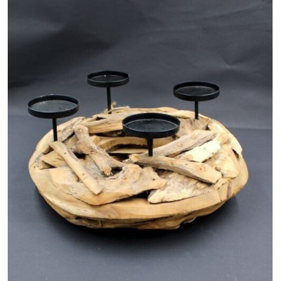 Świecznik teak na 4 świece