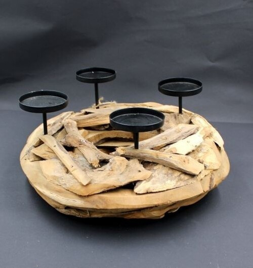 Świecznik teak na 4 świece