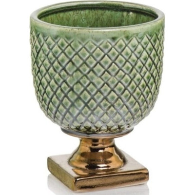 Doniczka Vintage Puchar zielono-złoty