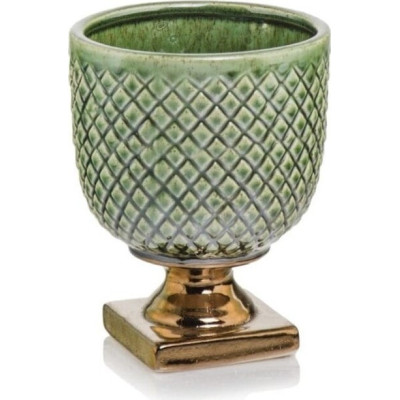 Doniczka Vintage Puchar zielono-złoty