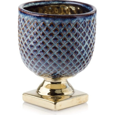 Doniczka Vintage Puchar niebiesko-złoty