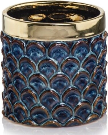 Doniczka Vintage walec granat ze złotym rantem