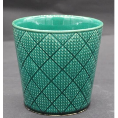 Doniczka Vintage stożek szmaragd kwadraty