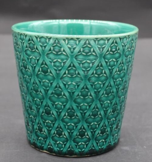 Doniczka Vintage stożek szmaragd romby