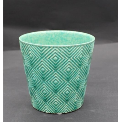 Doniczka Vintage stożek seledyn geometric