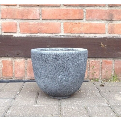 Okrągła donica szara z włókna szklanego z posypką