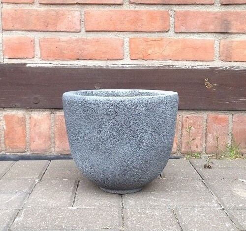 Okrągła donica szara z włókna szklanego z posypką