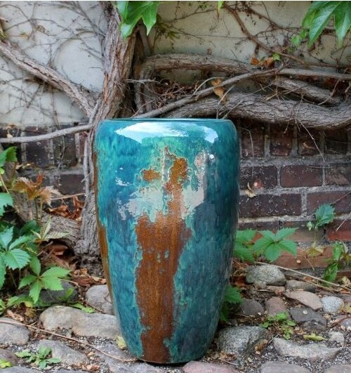 Wazon Mystic metaliczny niebieski