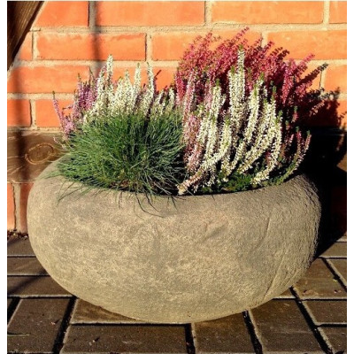 Niska okrągła donica misa ciemnobrązowa