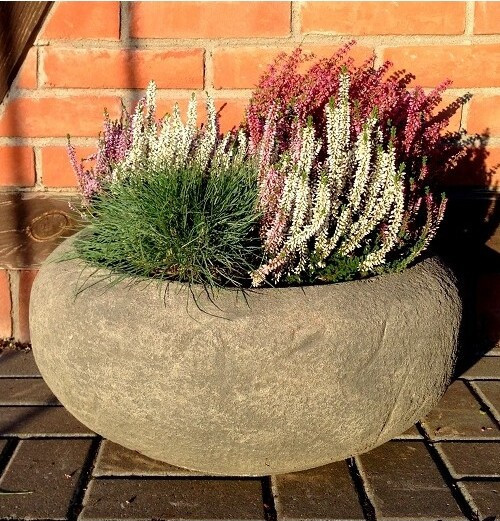 Niska okrągła donica misa ciemnobrązowa