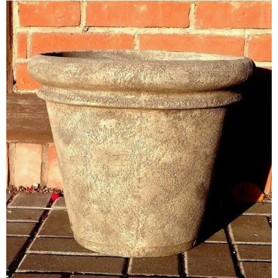 Okrągła ciemnoszara donica z rantem