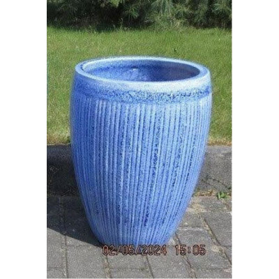 Wazon Vici pękaty ryflowany niebieskie cętki