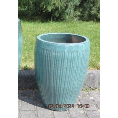 Wazon Vici pękaty ryflowany zielone cętki