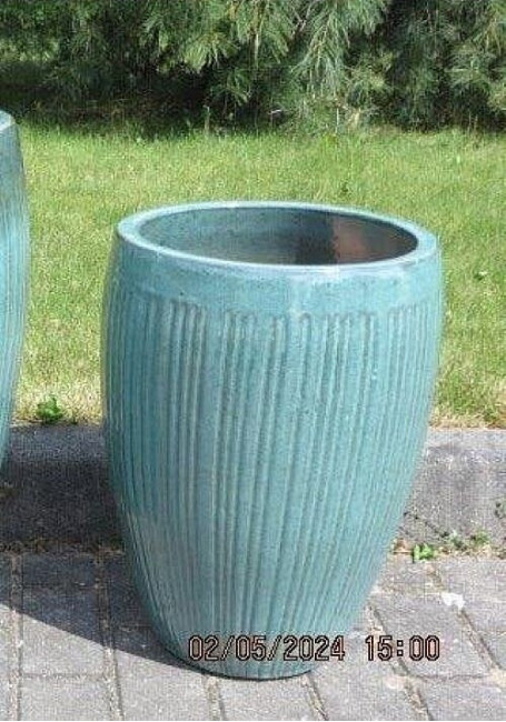 Wazon Vici pękaty ryflowany zielone cętki