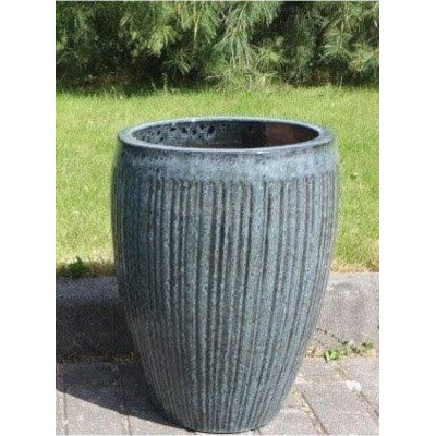 Wazon Vici pękaty ryflowany czarno-szare cętki