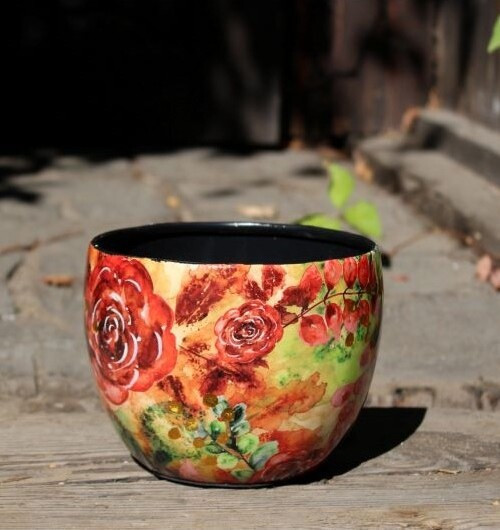 Doniczka metal Rose rouge