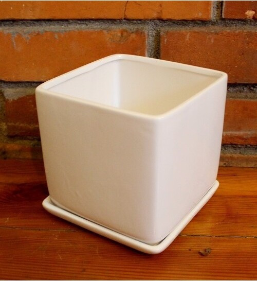 Doniczka Barcelona kwadratowa biała