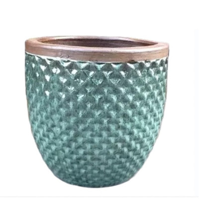 Donica Berlin zielona z brązowym rantem