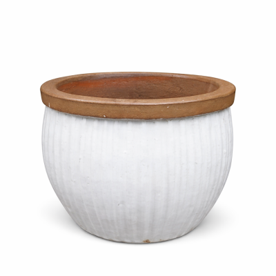 Donica Bonn niska prążkowana biała