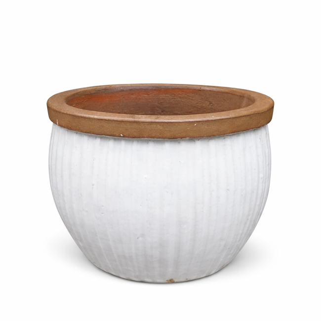 Donica Bonn niska prążkowana biała