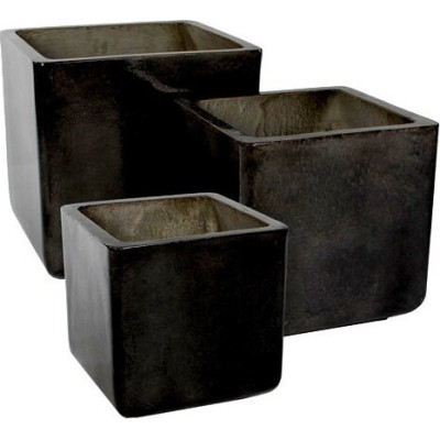 Grafitowoczarna donica kwadratowa