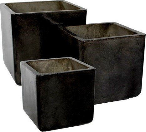 Grafitowoczarna donica kwadratowa