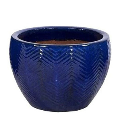 Donica niski Egg Jodełka niebieska