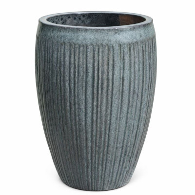 Wazon Vici pękaty ryflowany czarno-szare cętki