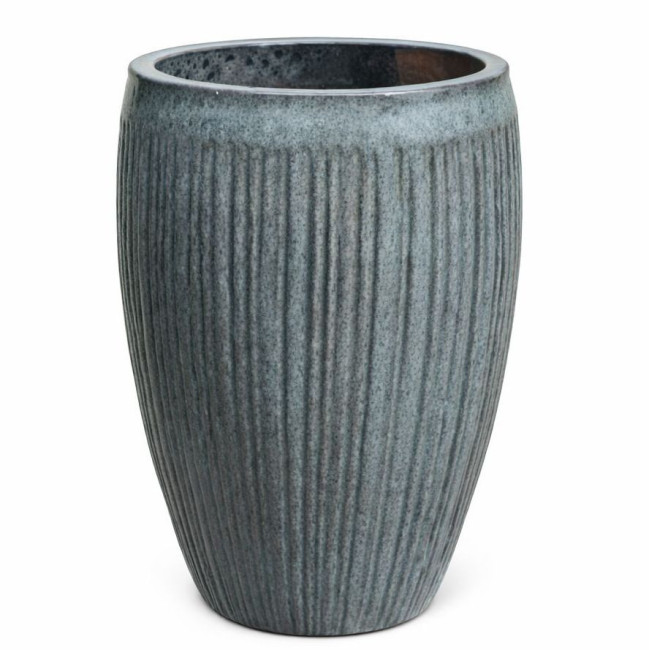 Wazon Vici pękaty ryflowany czarno-szare cętki