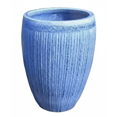 Wazon Vici pękaty ryflowany niebieskie cętki