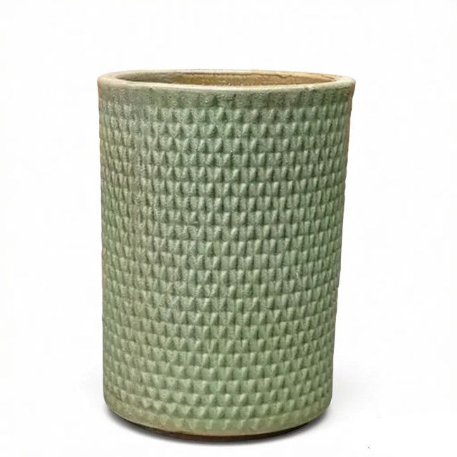 Donica ceramiczna zielona wysoki walec