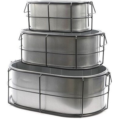 Donica metalowe korytko z czarną kratą