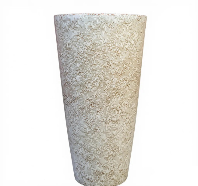 Donica wysoki wazon beżowy lakierowany imitacja kamienia