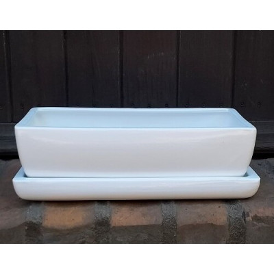 Doniczka kaktusiarka prostokątna biała