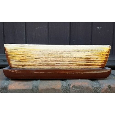 Doniczka kaktusiarka prostokątna żółto-brązowe paski