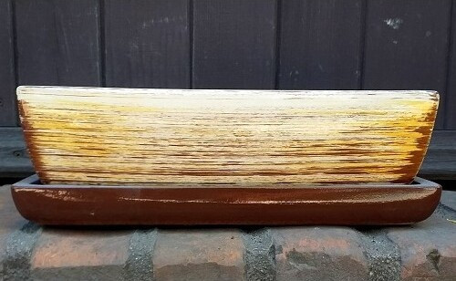 Doniczka kaktusiarka prostokątna żółto-brązowe paski