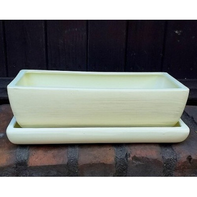 Doniczka kaktusiarka prostokątna kremowa srebrne przetarcia