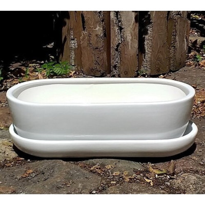 Doniczka kaktusiarka owalna biała