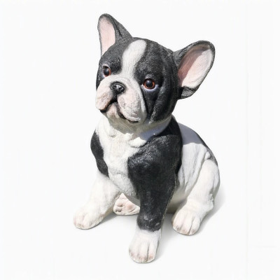 Figurka żywica Buldog francuski biało-czarny